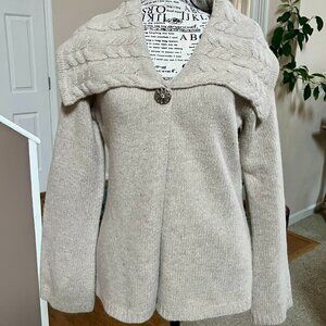 Sarah Spencer Beige Lambswool/Angora Cardigan, Size M